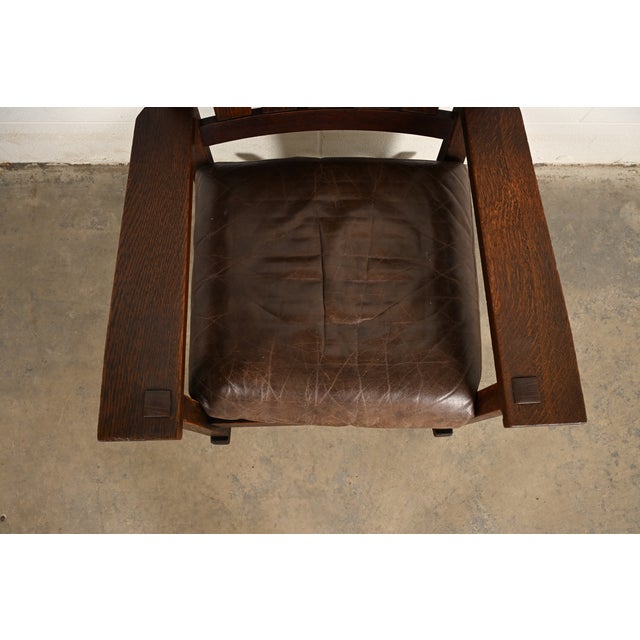 Wood Gustav Stickley Antique Mission Oak Arts & Crafts Rocking Chair, Circa 1910 For Sale - Image 7 of 14