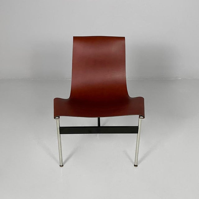 Italian Modern Leather T Chairs by Katavolos, Littell and Kelley for Icf, 1960s, Set of 4 For Sale - Image 4 of 18