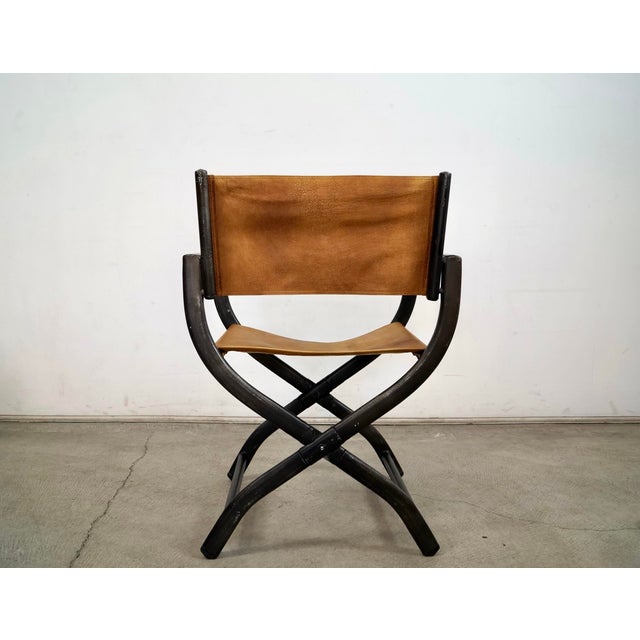 Chestnut Restoration Hardware French Leather Director’s Armchair For Sale - Image 8 of 12