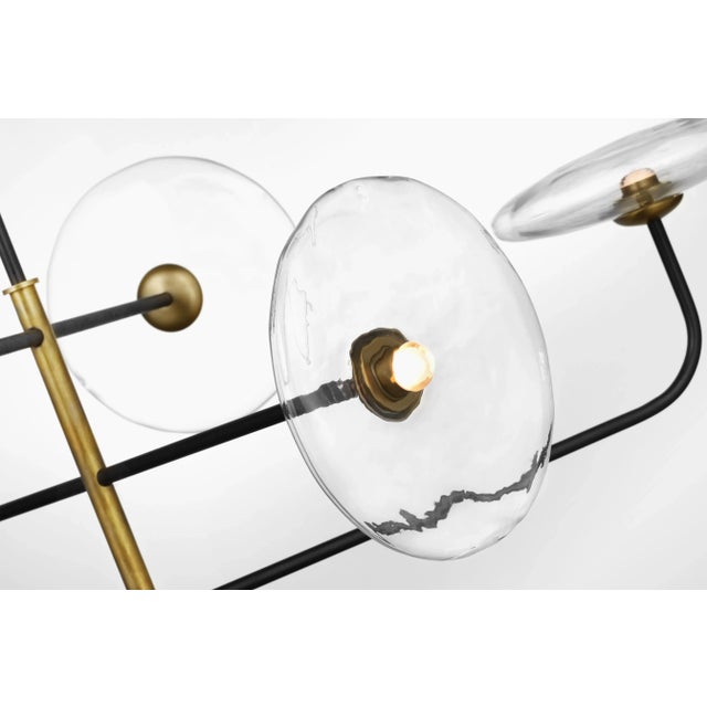 Calvino Large Arched Chandelier in Aged Iron and Hand-Rubbed Antique Brass with Clear Glass Designer: Ian K. Fowler...