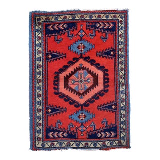 1970s Handmade Vintage Persian Hamadan Rug 3.5' X 4.8' For Sale