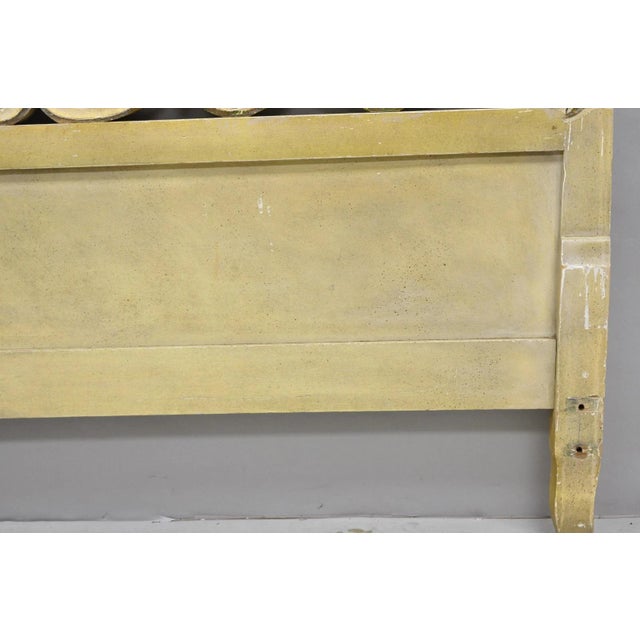 Wood Vintage French Rococo Distressed Cream Painted Queen Size Wood Bed Headboard For Sale - Image 7 of 15