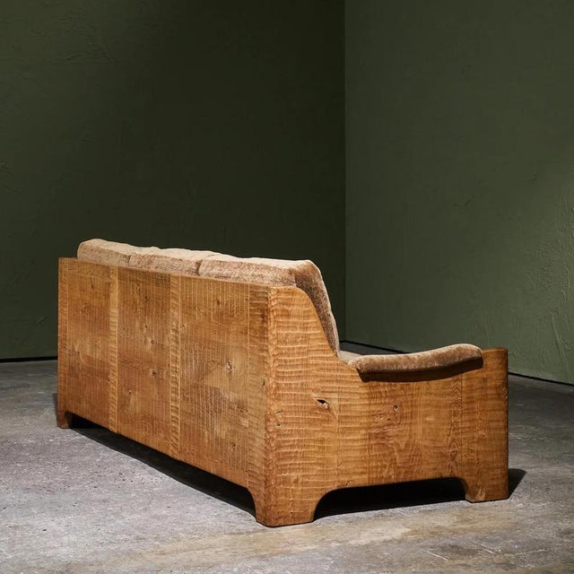 Wood Vintage Three-Seater Sofa in Mohair and Oak, Belgium, 1940s For Sale - Image 7 of 16