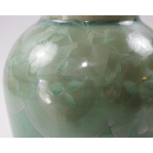Celadon 1980s Tim Marcotte Crystalline Glaze Studio Pottery Vase For Sale - Image 8 of 10
