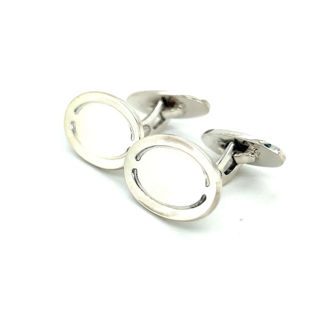 1990s Pair of Georg Jensen Estate Mens Cufflinks Sterling Silver For Sale - Image 4 of 7