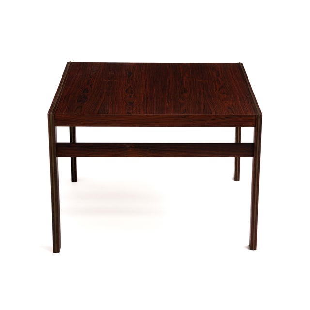 Wood Mid Century CFC Silkeborg Danish Rosewood Square End Table Brass Trim For Sale - Image 7 of 17