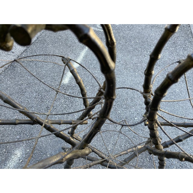 Late 19th Century Gothic Shaped Bamboo Tiered Plant Stand W/Wire Spider Web Holders Painted Black For Sale - Image 15 of 17