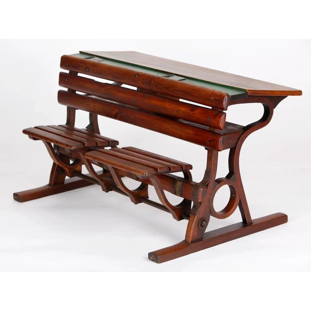 Set of Czech Vintage School Desks from D. G. Fischel & Söhne, Set of 2 For Sale - Image 10 of 13