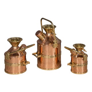 Vintage English Polished Checkpump Petrol Canisters, 1965, Set of 3 For Sale