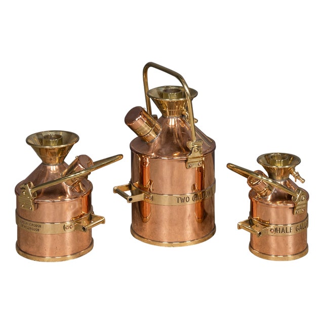 Vintage English Polished Checkpump Petrol Canisters, 1965, Set of 3 For Sale