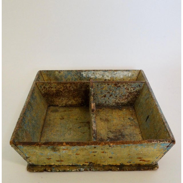 American Primitive Mustard Color Divided Cutlery Tray For Sale - Image 4 of 11