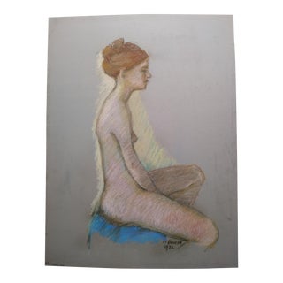 1972 "Redhead Nude" Original Pastel Drawing by Marcia B. Bouton For Sale