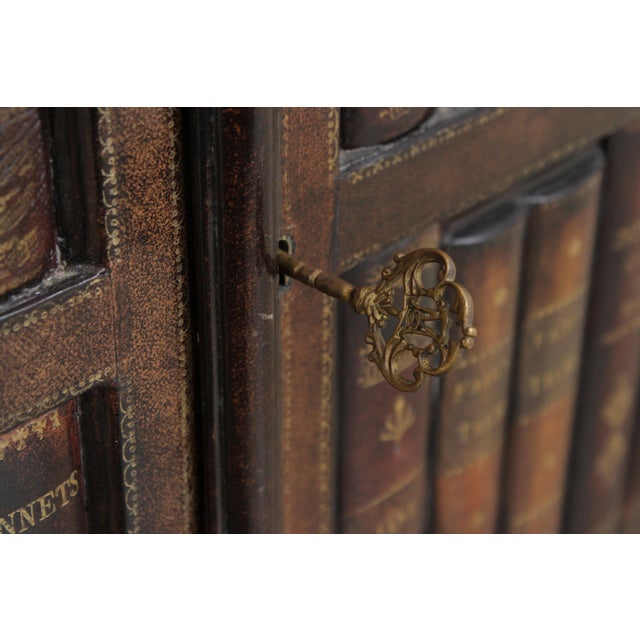 Brown Maitland Smith Leather Wrapped Book Spline Console Cabinet For Sale - Image 8 of 18