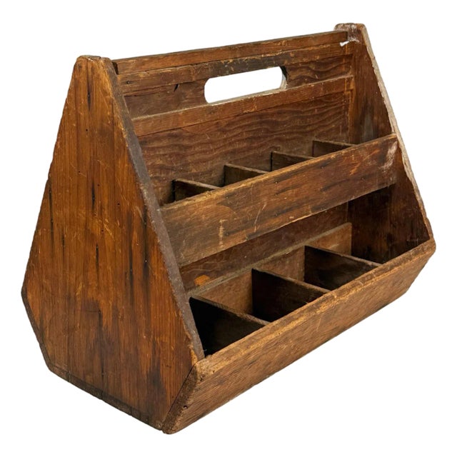 Antique Primitive Wood Machinist Tool Box Hardware Organizer Caddy For Sale