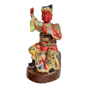 Seated Warrior Adorned With Dragons Hand-Carved