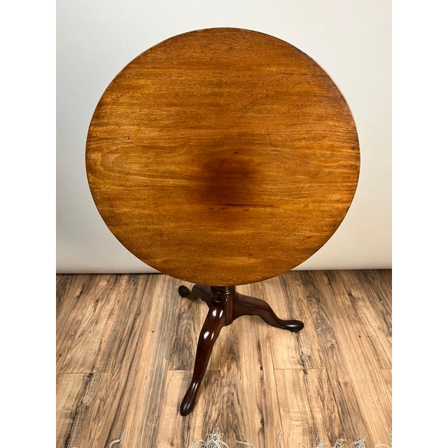 Brown Antique Queen Anne Mahogany Birdcage Tilt Top Breakfast Table C. Early 19th Century For Sale - Image 8 of 8