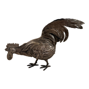 Mid-20th Century Spanish 915 Silver Chicken Figurine With Detailed Feather Work