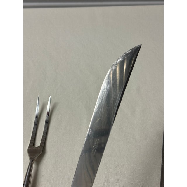 Mid 20th Century Caving Set with Horn Handles- 3 Pieces For Sale - Image 4 of 9