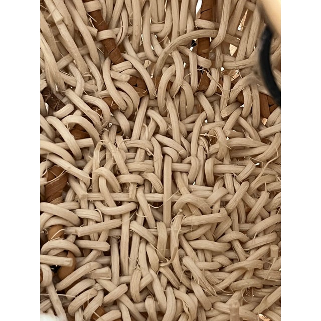 2020s Coastal Hand Woven Bamboo Stick Basket Pendant Wall Light For Sale - Image 5 of 12