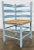 Farmhouse Vintage Blue French Country Style Ladderback Rush Seat Corner Chair For Sale - Image 3 of 8