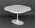 Eero Saarinen Style White Tulip Table, the white laminate square top with canted corners. 29" H x 42.25" W x 42.25" D....