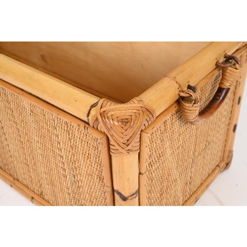 Mid-Century Modern French Riviera Storage Chest in Bamboo and Wicker, 1970 For Sale - Image 4 of 12