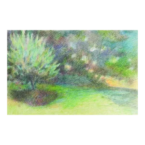 Vintage Impressionist Forest Meadow Landscape Painting