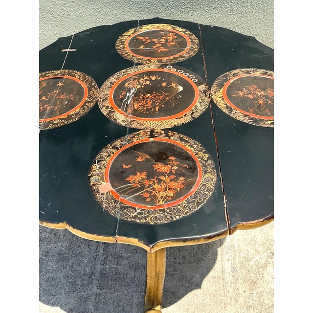 Vintage Victorian Chinese Export Lacquered Center Hall Table For Sale - Image 9 of 17
