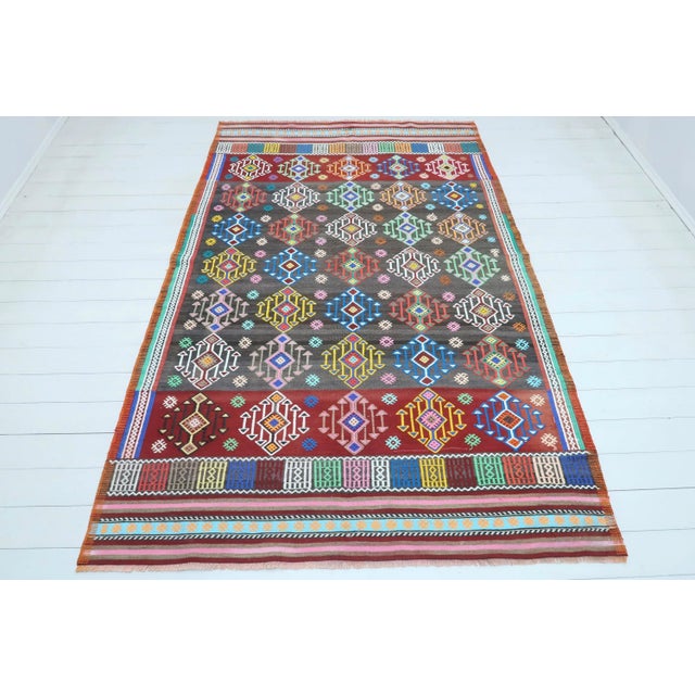 This gorgeous embroidered rug from westhern of Turkey from Balya nomads cecim kilim. Gorgeous nomads kilim weaved with...