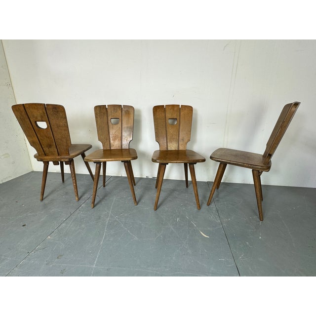 Black Vintage Brutalist Oak Dining Chairs, 1960s, Set of 4 For Sale - Image 8 of 9