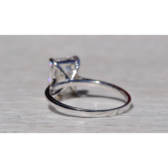The Artemisa: Ladies Signed White Gold 3CT Moissanite Engagement Ring For Sale In Philadelphia - Image 6 of 11