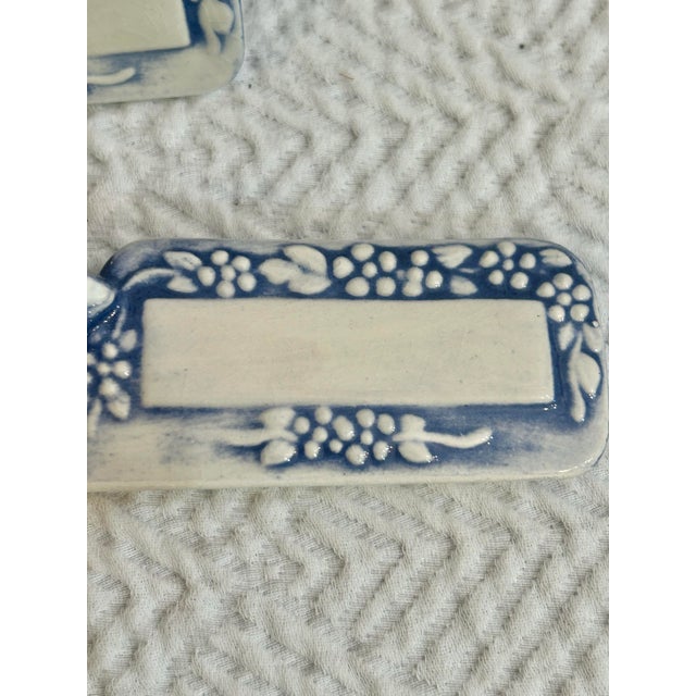 1970s 1978 Duncan Enterprises Blue and White Porcelain Table Place Holders - A Set of 10 For Sale - Image 5 of 7