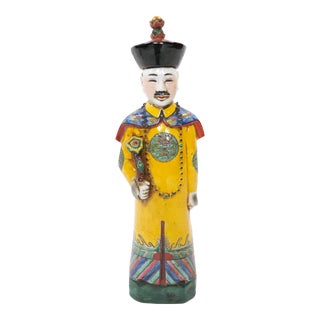 Chinese Porcelain Qing Emperor Decorative Figure For Sale