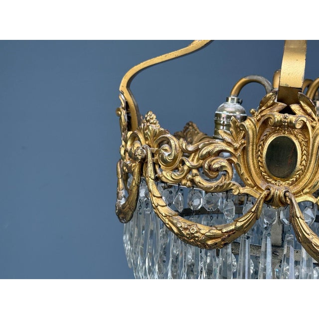 French Louis Xvi, Chandeliers, Dore Bronze, Crystal, France, 19th Century For Sale - Image 11 of 17