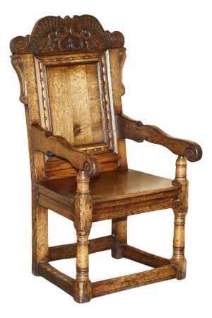 Antique Wainscot Armchair in England Oak with Side Drawer, 1850