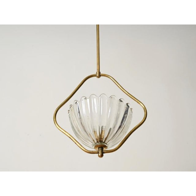 Floral Murano Glass and Brass Pendant from Barovier, Italy, 1940s For Sale - Image 10 of 16