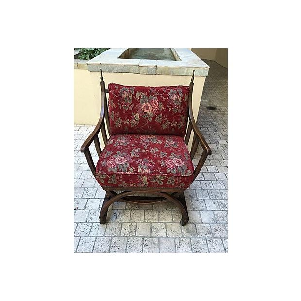 Red Floral Barrel Chair Chairish