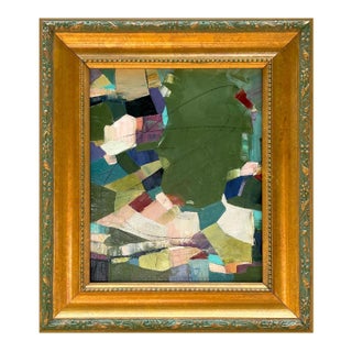 Contemporary Green "Waterfall" Abstract in Vintage Frame For Sale