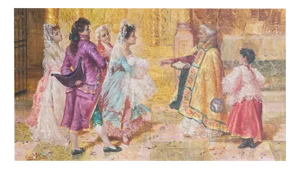 Eugenio Lucas Villamil, Baroque Church Ceremony, Oil on Panel