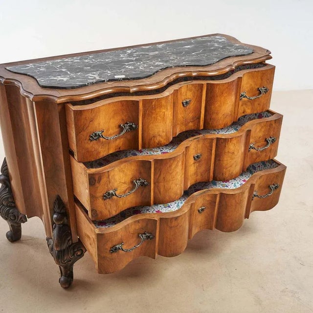 Stone Art Deco Commode in Root with Black Marble Top For Sale - Image 7 of 9