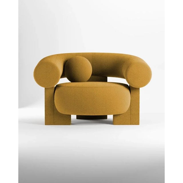 Cassete Armchair in Boucle Mustard by Alter Ego for Collector For Sale - Image 4 of 4