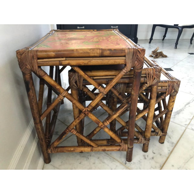 1960s Boho Chic Bamboo Nesting Tables 3 Piece Set Chairish
