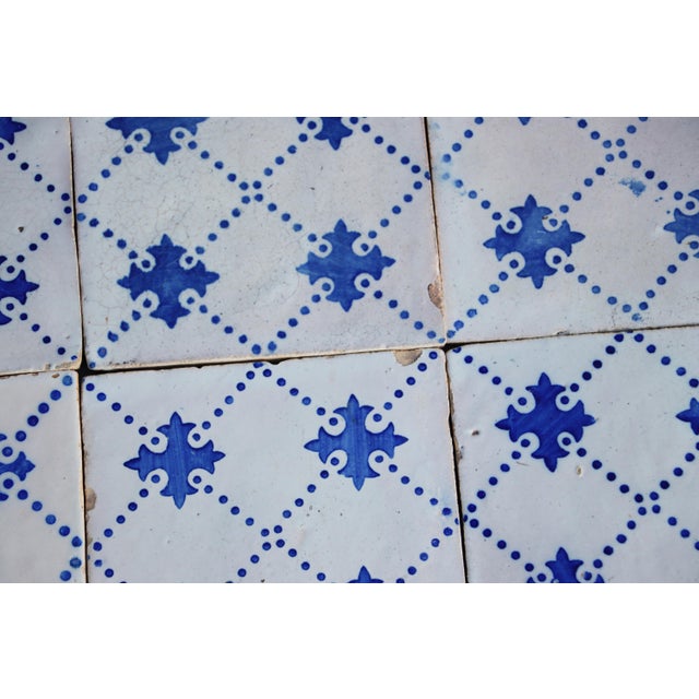 Antique 19th Century Portuguese Blue Cross Lattice Tiles, Set of 19 For Sale - Image 10 of 12