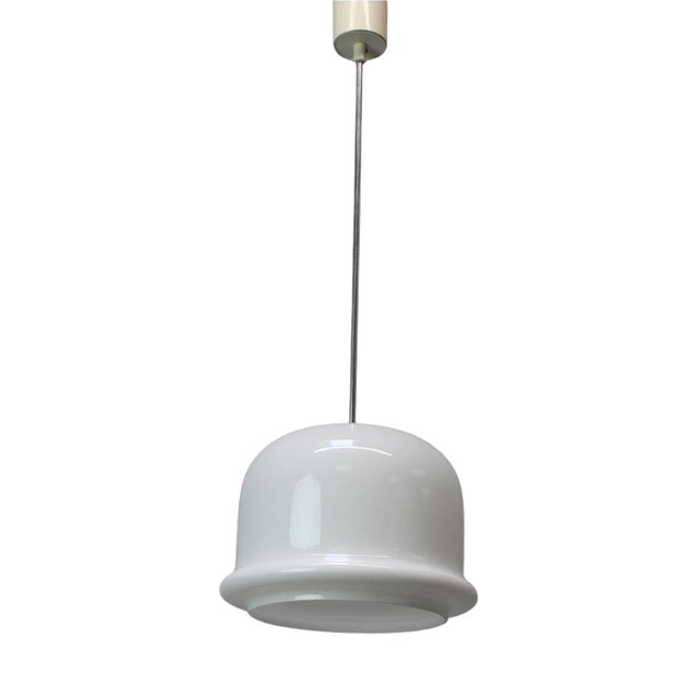 Vintage Czechoslovakian Opaline Glass Pendant Lamp, 1970 For Sale