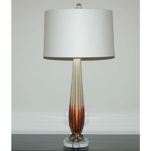 Mid-Century Modern Vintage Murano Glass Lamps Cranberry & Cream For Sale - Image 3 of 9