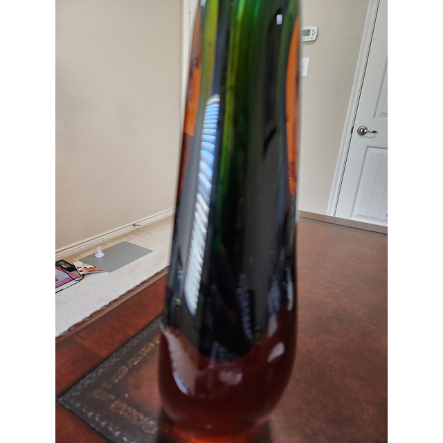 Mid 20th Century Large Vintage Murano Sommerso Art Glass Vase Flavio Poli / Seguso Style - Amber For Sale - Image 5 of 7