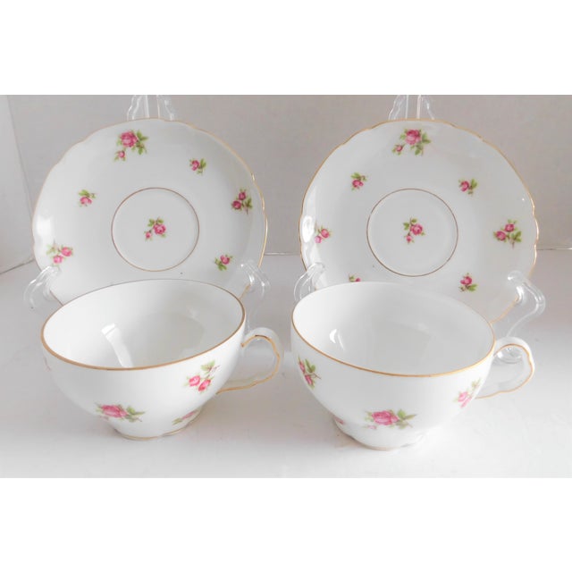 Victoria Czechoslovakia Antique Porcelain Rose Porcelain Cups and