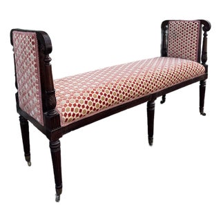 Antique French Window Bench in Designer Velvet Fabric For Sale