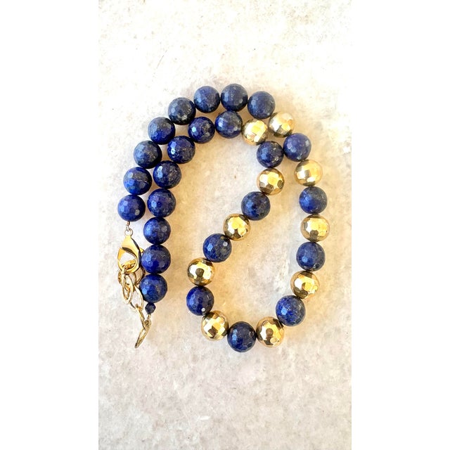 Lovely Vintage, faceted, lapis, and gold toe beaded necklace By Matthew Izzo Collection