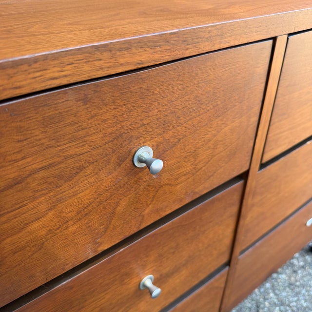 Wood Mid 20th Century Lane Acclaim Walnut 9-Drawer Lowboy Dresser by Andre Bus for Lane Furniture For Sale - Image 7 of 9